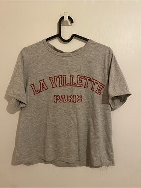 H&M Light Grey Crew Neck Tee with Subtle Texture